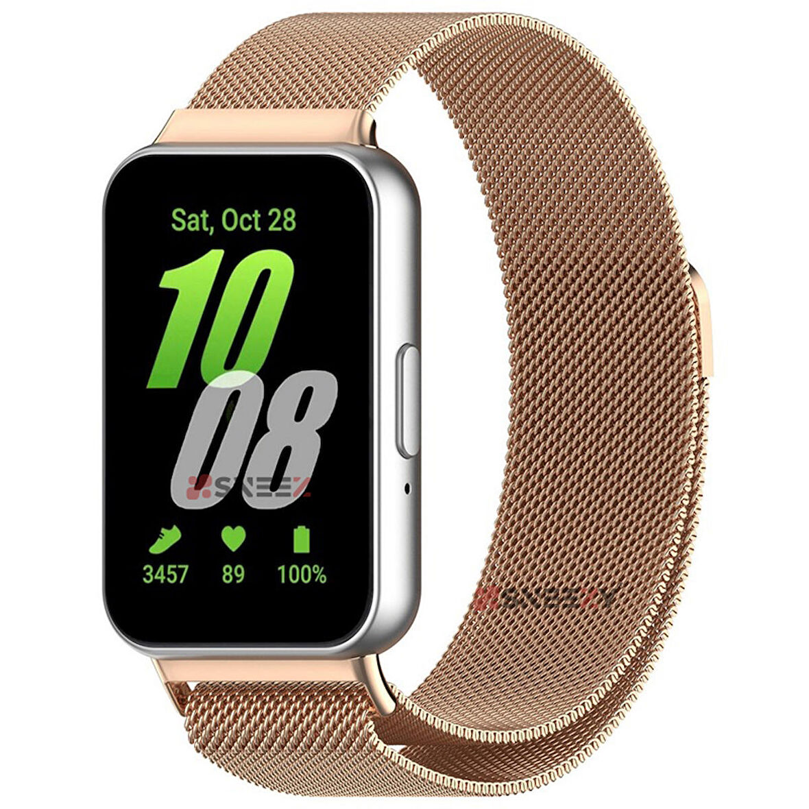 Sneezy Samsung Galaxy Fit 3 İle Uyumlu Woven Wire Tasarım Metal Hasır Kordon