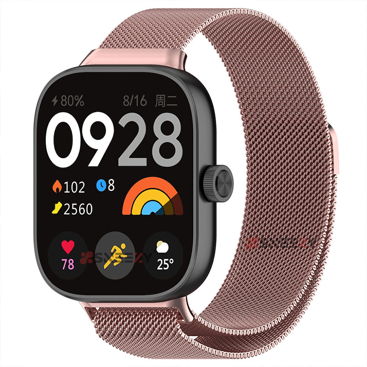 Sneezy Xiaomi Redmi Watch 4 Uyumlu Woven Wire Tasarım Metal Hasır Kordon