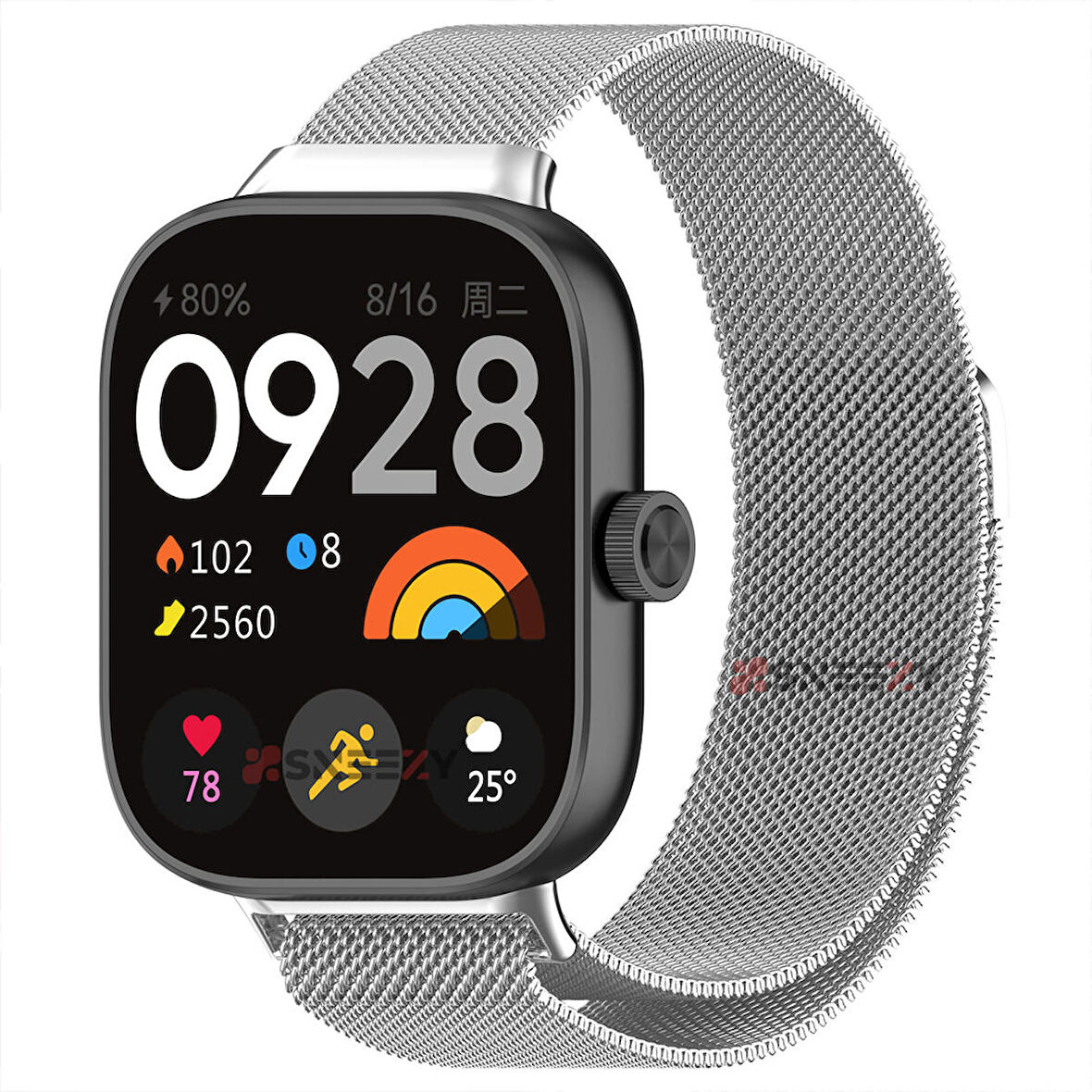 Sneezy Xiaomi Redmi Watch 4 Uyumlu Woven Wire Tasarım Metal Hasır Kordon