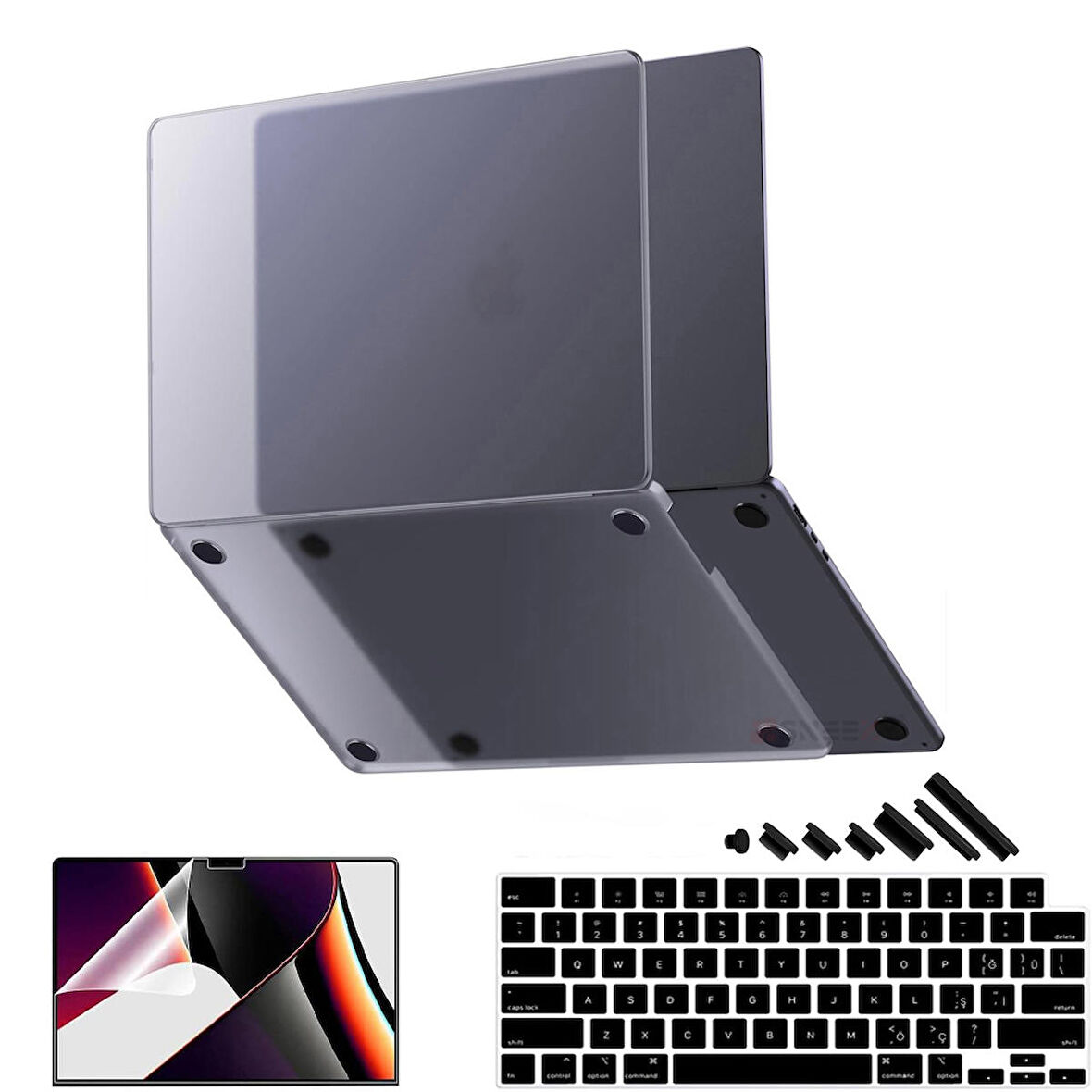 MacBook Pro 14.2 İnç Kılıf M1-M2-M3 A2442-A2779-A2992 için Dayanıklı Koruyucu Mat Plastik Sert Kılıf