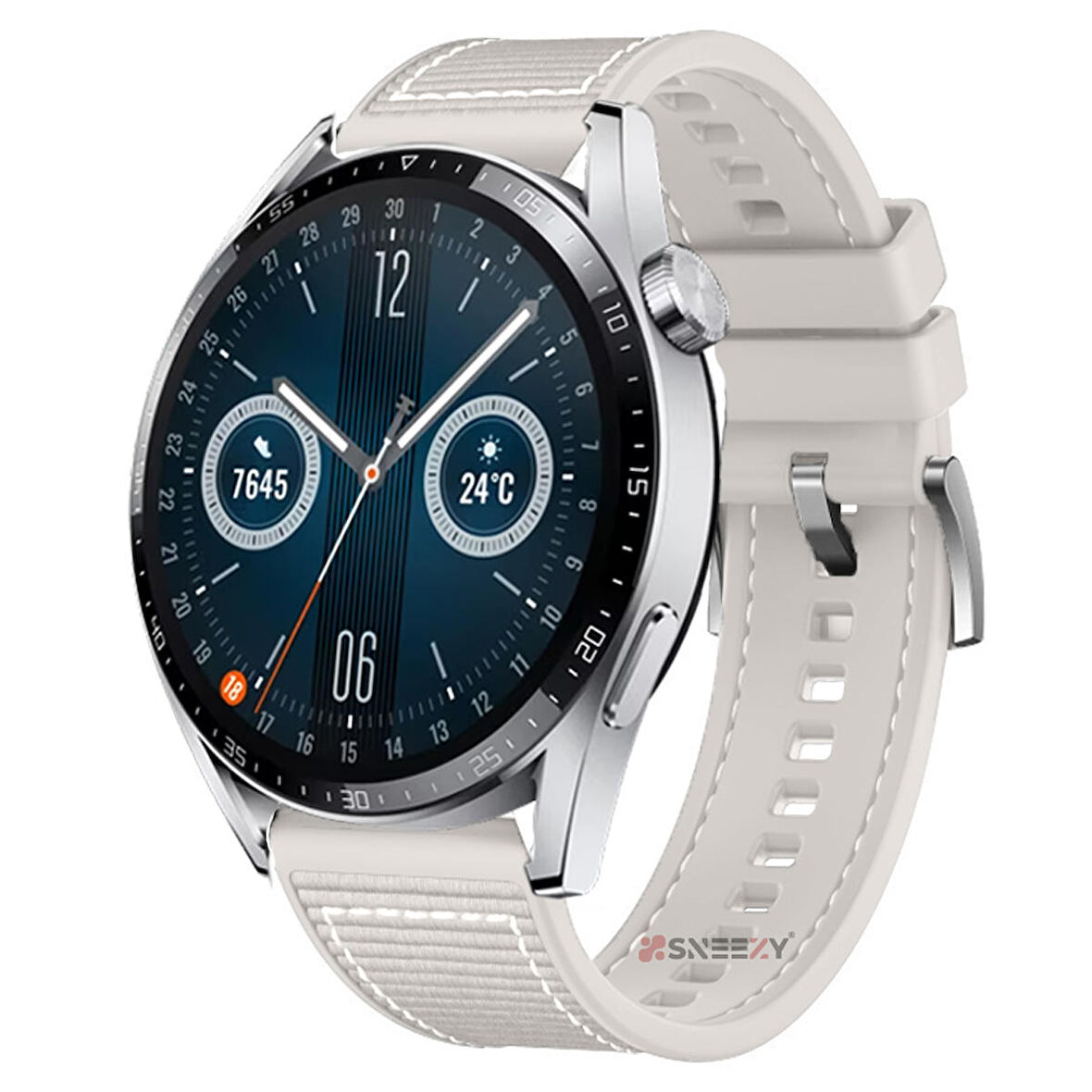Huawei Watch GT3 Elite-Active 46mm-GT3 Pro-GT3 Se 22mm Uyumlu Dikiş Desenli Dokuma Silikon Kordon