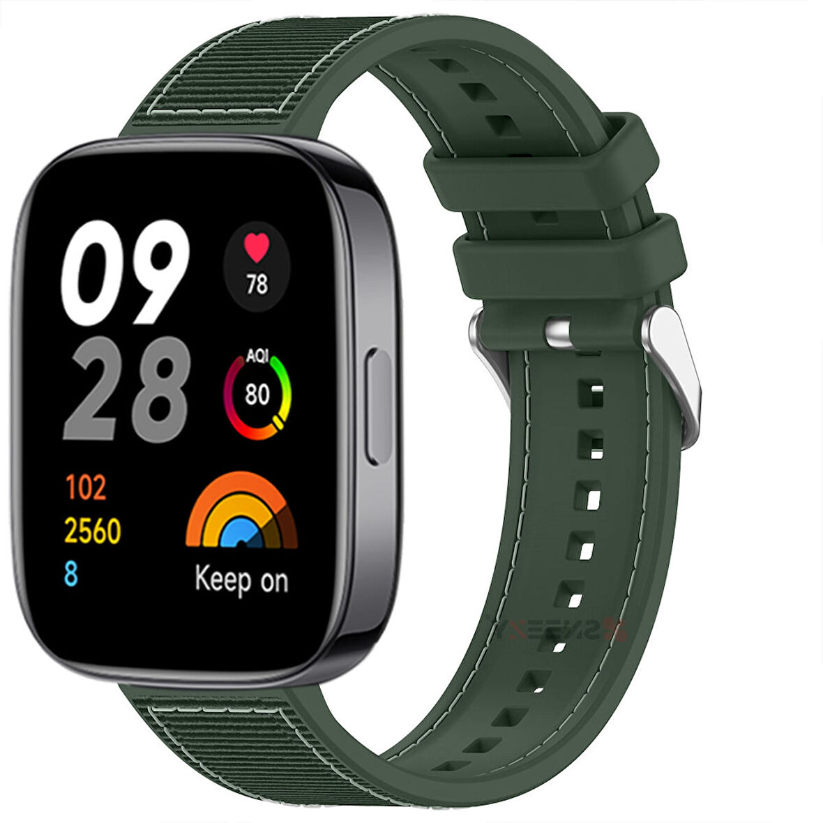 Sneezy Xiaomi Redmi Watch 3 Active İle Uyumlu Dikiş Desenli Dokuma Silikon Kordon