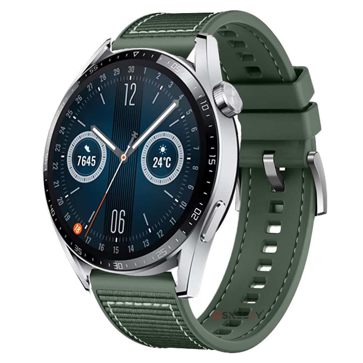 Huawei Watch 3 Elite-Classic 46mm-Watch 3 Pro 22mm Uyumlu Dikiş Desenli Dokuma Silikon Kordon