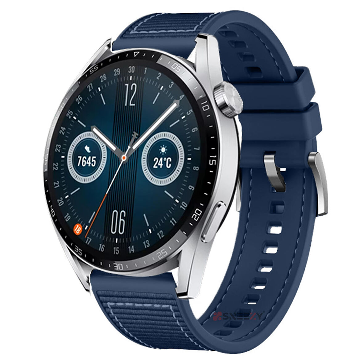 Sneezy Huawei Watch GT Runner-Sport 46mm- GT2 E 22mm Uyumlu Dikiş Desenli Dokuma Silikon Kordon