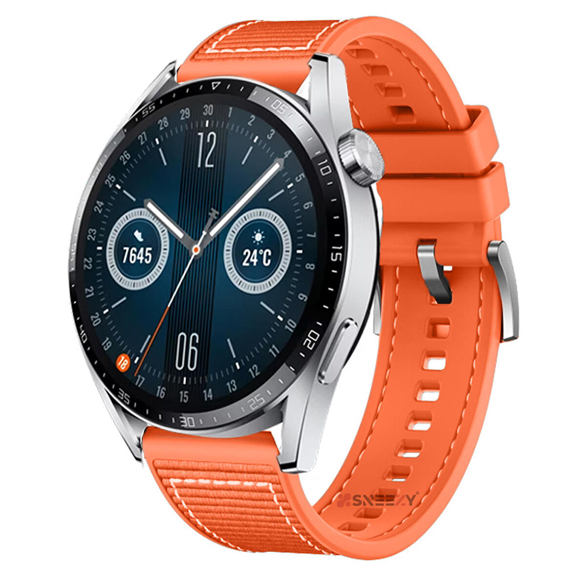 Sneezy Huawei Watch GT Runner-Sport 46mm- GT2 E 22mm Uyumlu Dikiş Desenli Dokuma Silikon Kordon