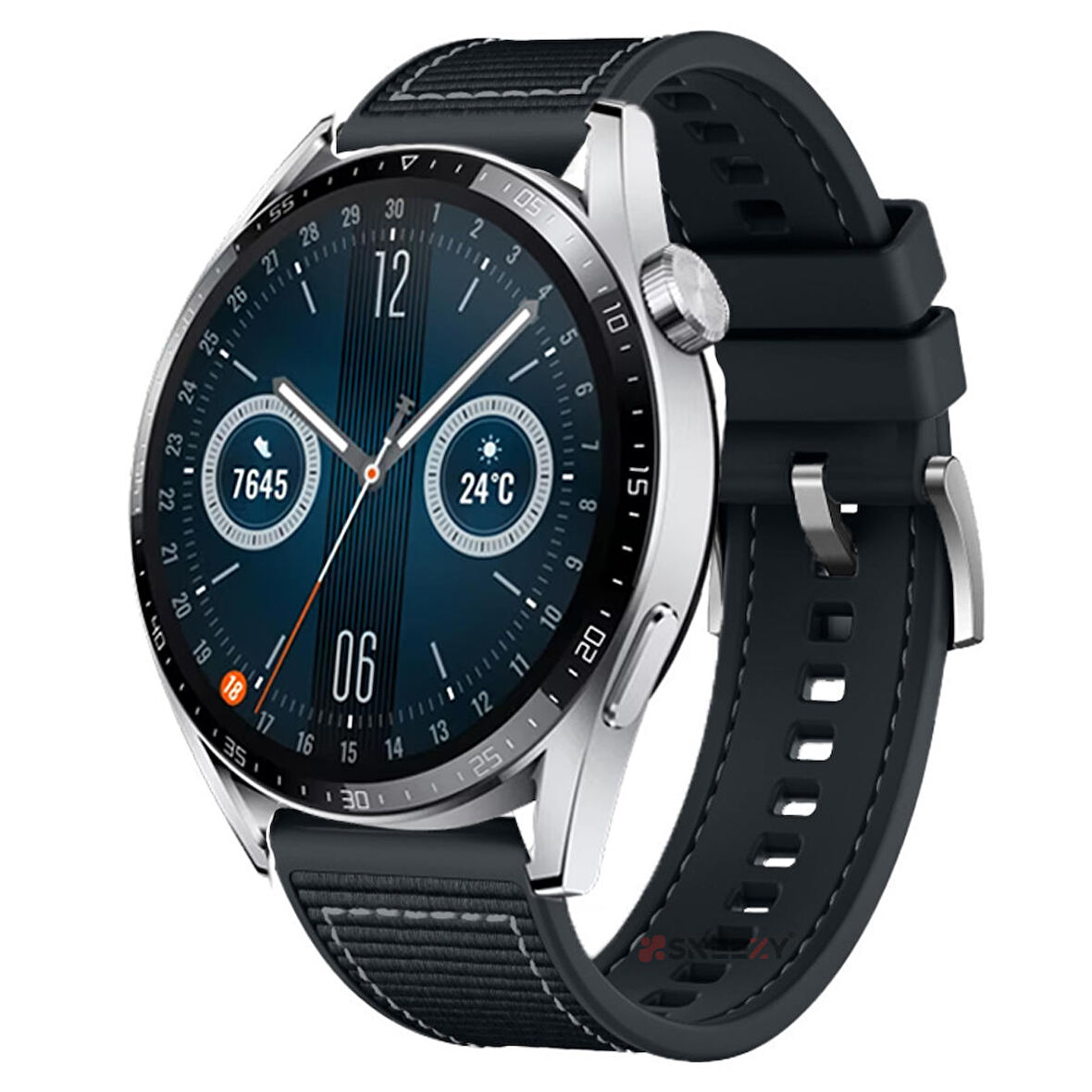 Huawei Watch GT2 Elite-Sport-Classic 46mm-GT2 Pro 22mm Uyumlu Dikiş Desenli Dokuma Silikon Kordon