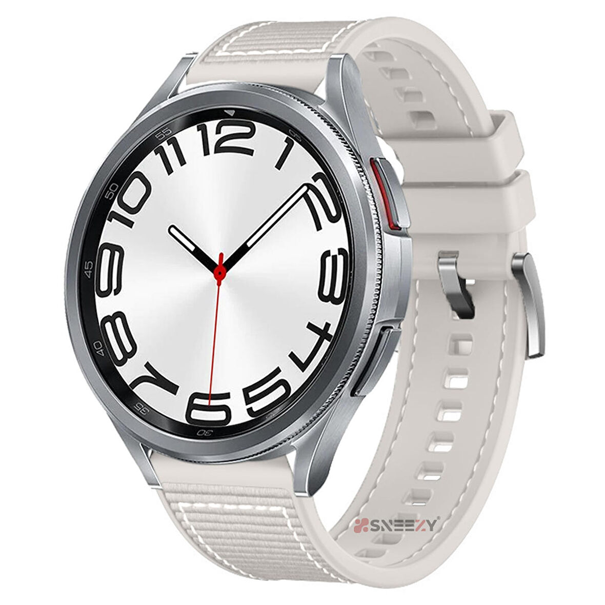 Sneezy Samsung Galaxy Watch 4 40-42-44-46mm Uyumlu 20mm Dikiş Desenli Dokuma Silikon Kordon