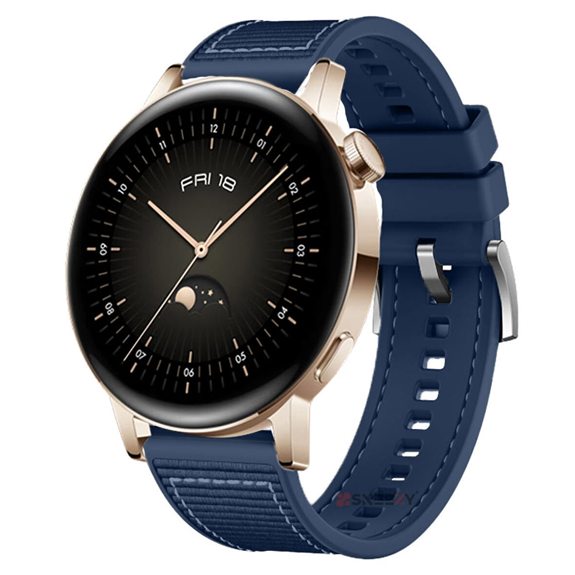 Sneezy Huawei Watch GT 2 Elegant-Classic 42mm Uyumlu 20mm Dikiş Desenli Dokuma Silikon Kordon