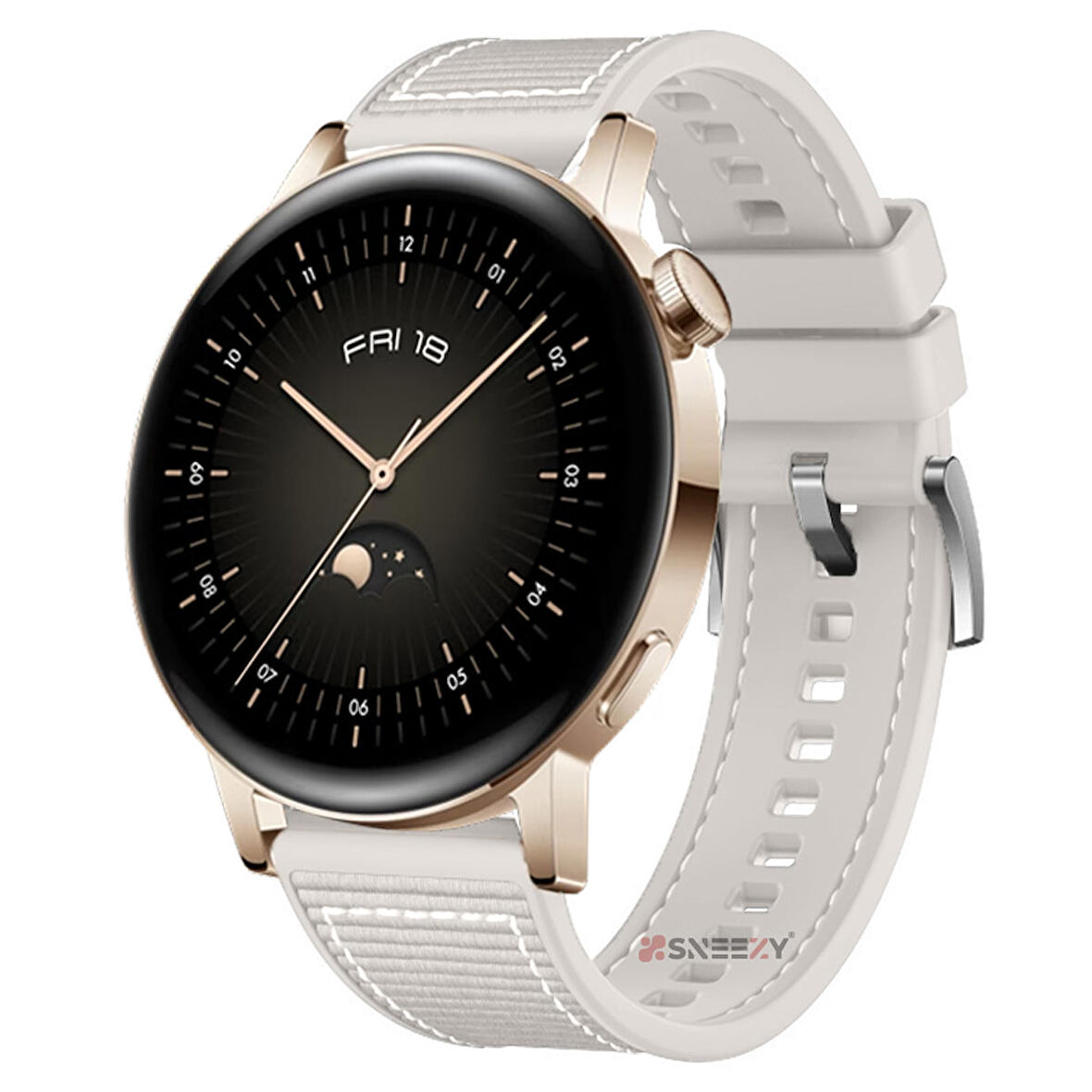 Sneezy Huawei Watch GT 2 Elegant-Classic 42mm Uyumlu 20mm Dikiş Desenli Dokuma Silikon Kordon