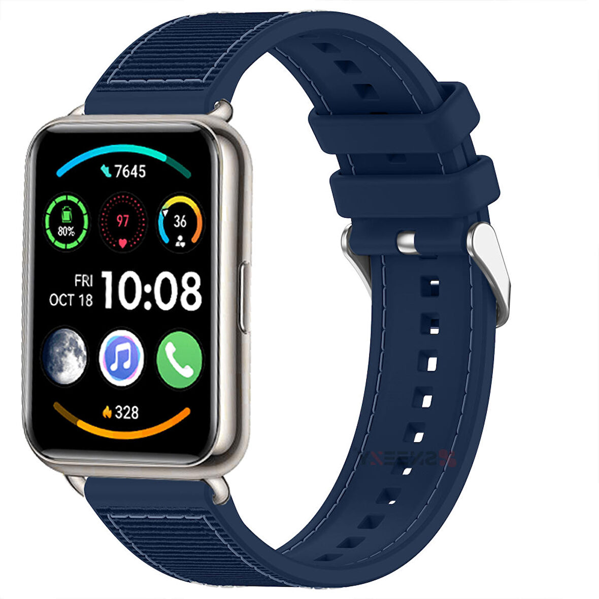 Sneezy Huawei Watch Fit 2 İle Uyumlu Dikiş Desenli Dokuma Silikon Kordon