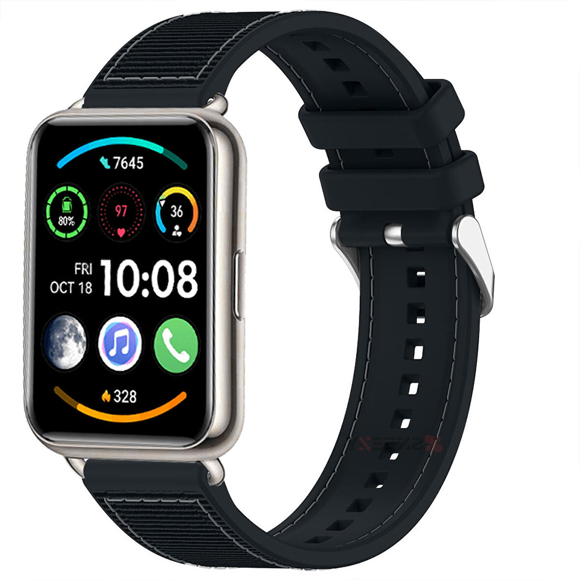 Sneezy Huawei Watch Fit 2 İle Uyumlu Dikiş Desenli Dokuma Silikon Kordon