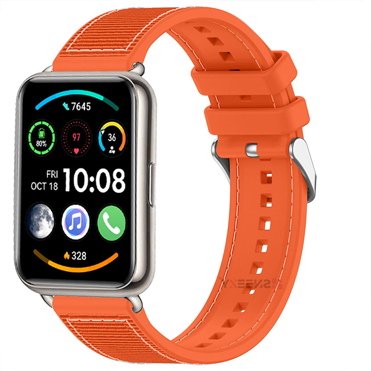 Sneezy Huawei Watch Fit 2 İle Uyumlu Dikiş Desenli Dokuma Silikon Kordon