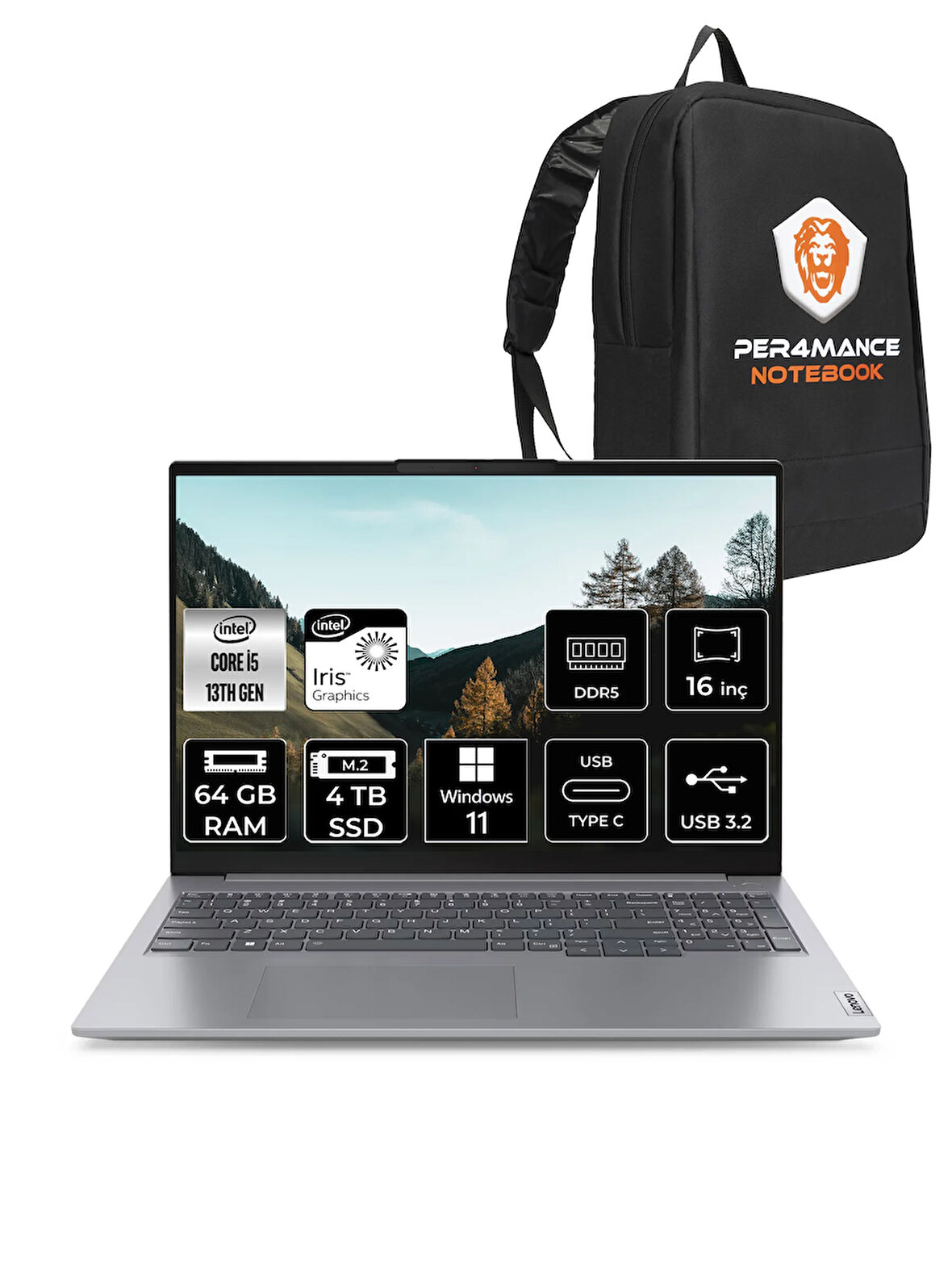 Lenovo ThinkBook 16 G6 i5 1335U 64GB DDR5 4TB SSD 16'' FHD+ W11H Dizüstü Bilgisayar & PER4 ÇANTA