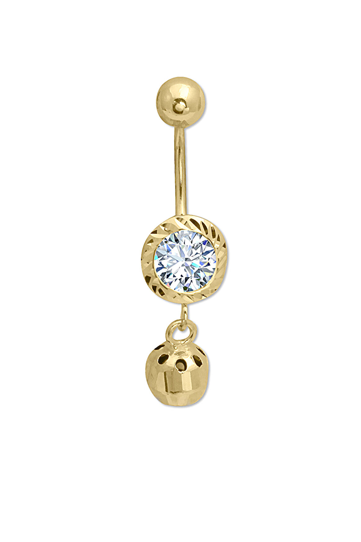 Tektaş Top Sallantılı Altın Göbek Piercingi