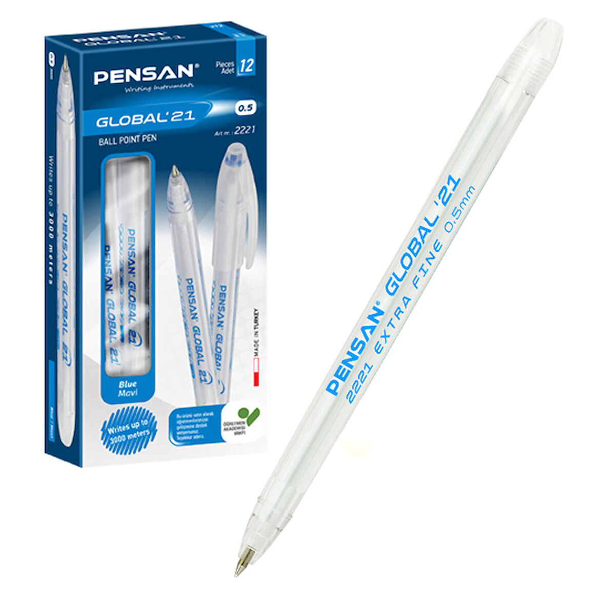 Pensan Tükenmez Kalem Global 0.5 MM Mavi(12 li paket)