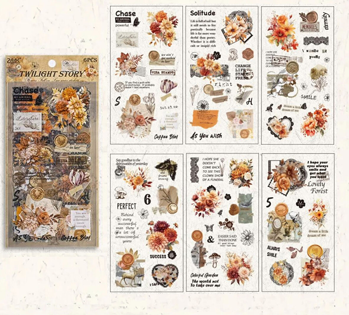 Vintage Sticker Stiker Çıkartma Etiket 6'lı Set- Twilight Story