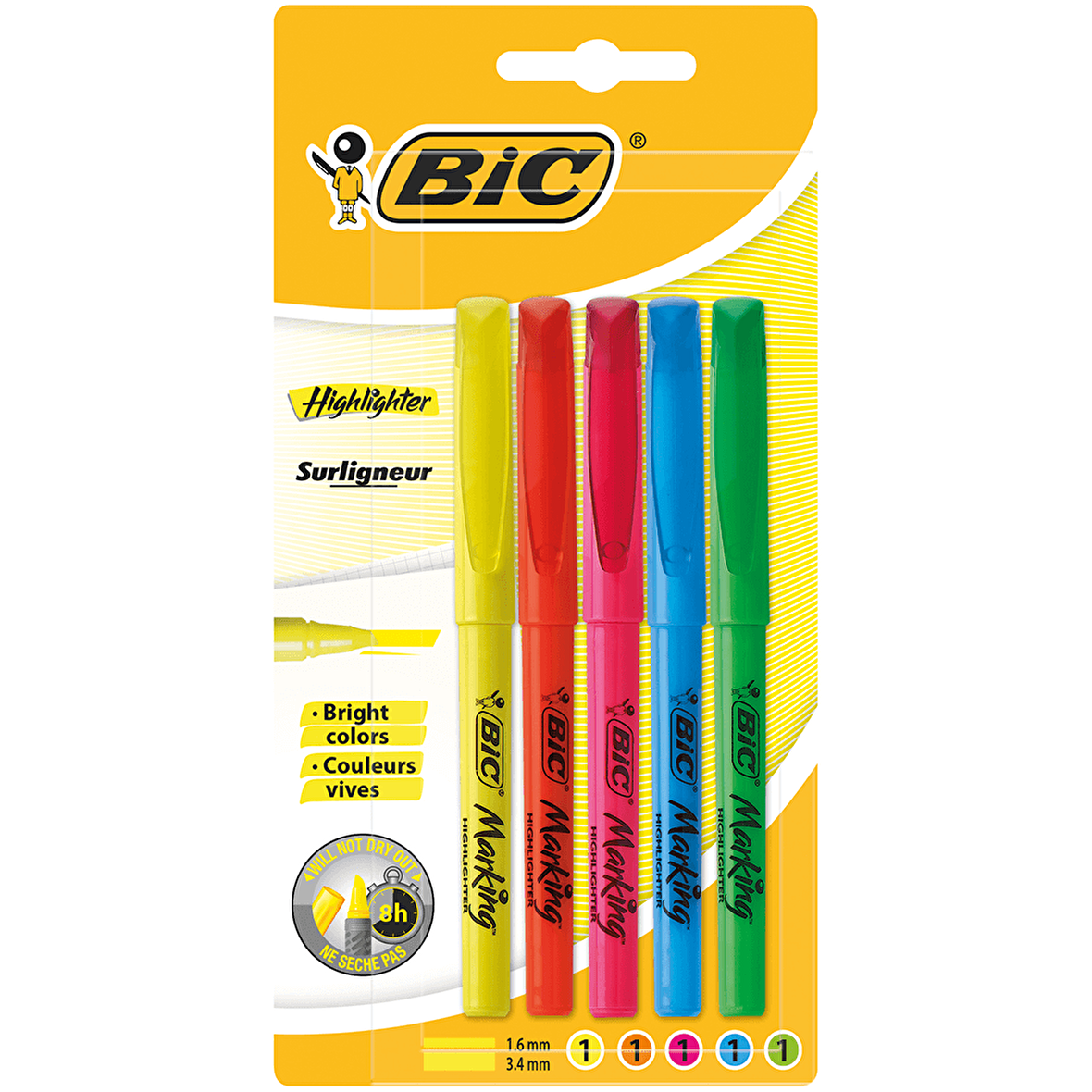 Bıc Brite Liner Fosforlu Kalem 5’li Blister Karışık Renk