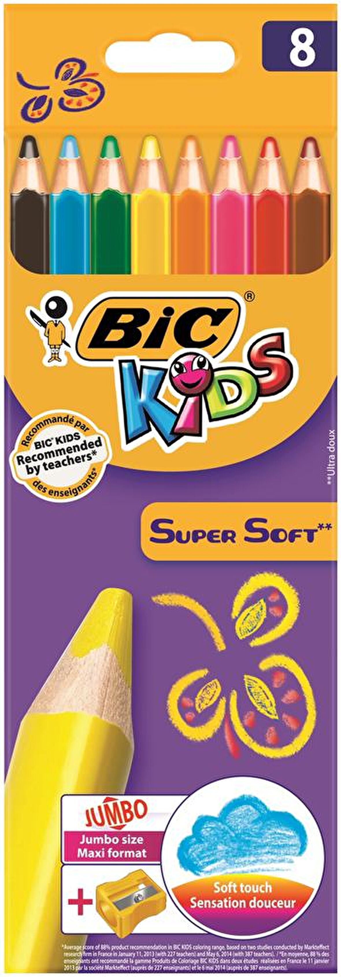 Bic Kuruboya+Kalemtraş Süpersoft 8 Li 895921