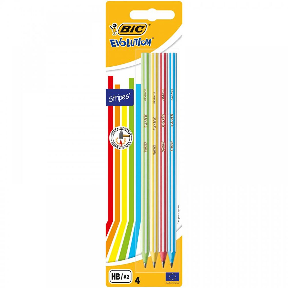 Bic Evolution 646 Stripes Kurşun Kalem 4lü Blister
