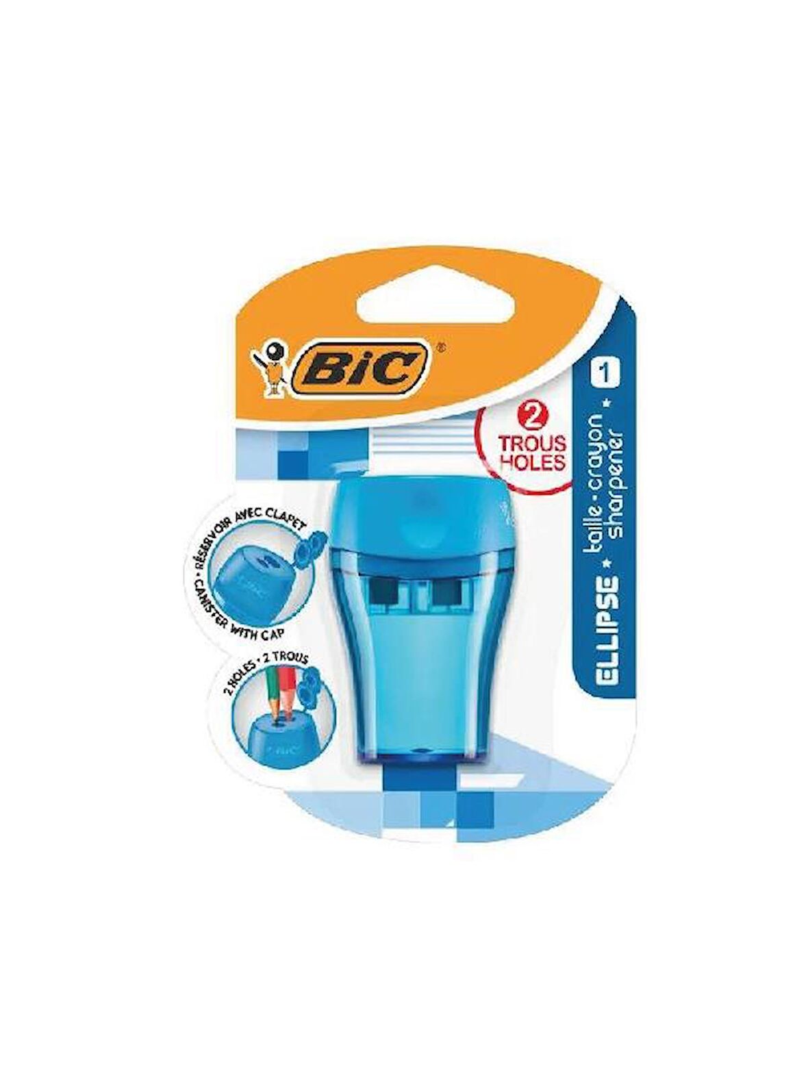 Bic Kalemtraş Maxi Elips Kapaklı İkili Blister Mavi Jumbo ve Klasik açar