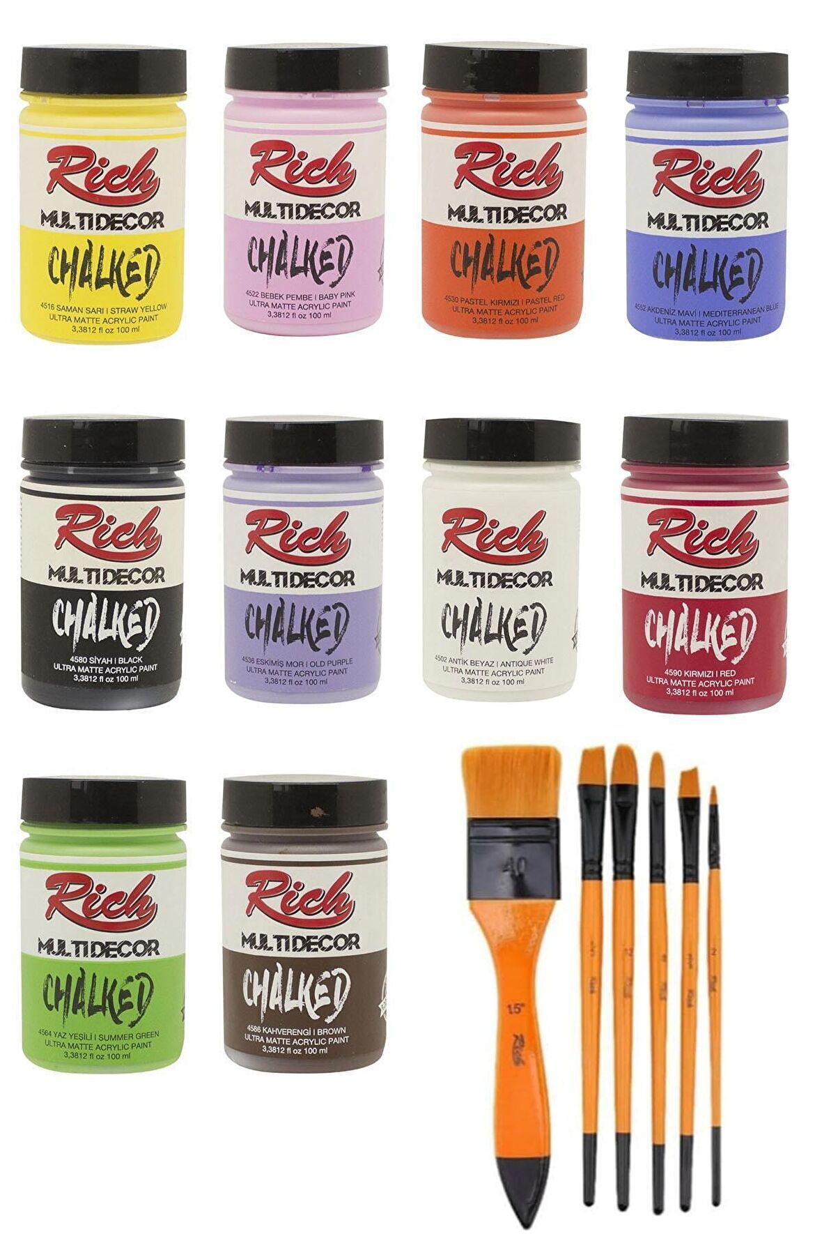 Multi Decor Chalked 100 Cc 10'lu Fırçalı Set
