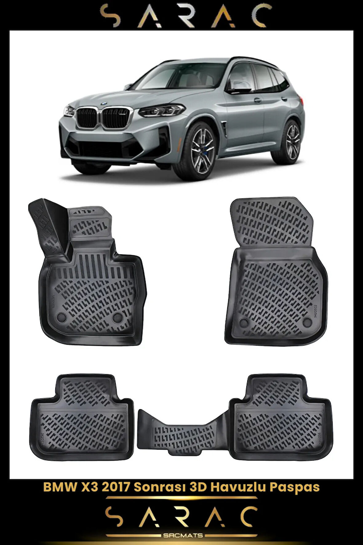 Bmw X3 F25 2023 Model Araca Özel 3d Havuzlu Paspas