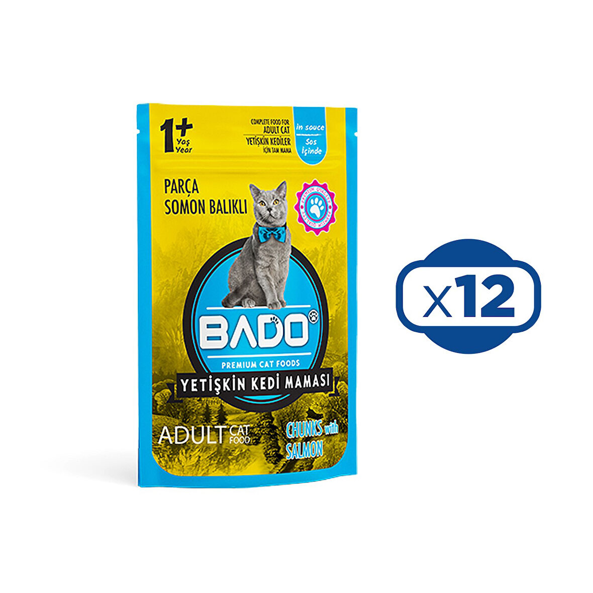 Bado Yaş Kedi Maması Somonlu 85 gr x 12 Adet
