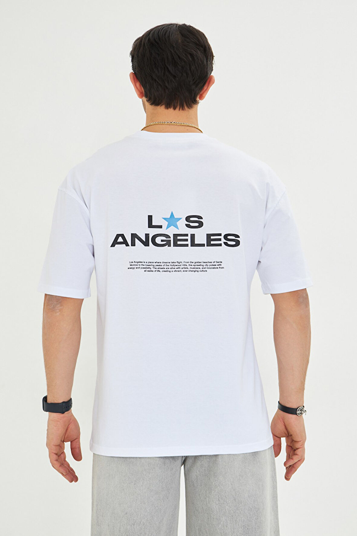 Los Angeles Baskı %100 Pamuk Oversize Erkek Tişört