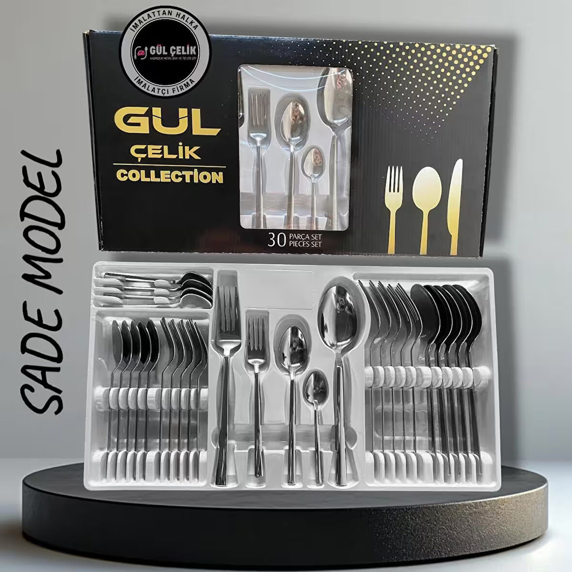 30 Parça 6 Kişilik Çatal Kaşık Seti Sade Model 18/0 Kalite Kutulu
