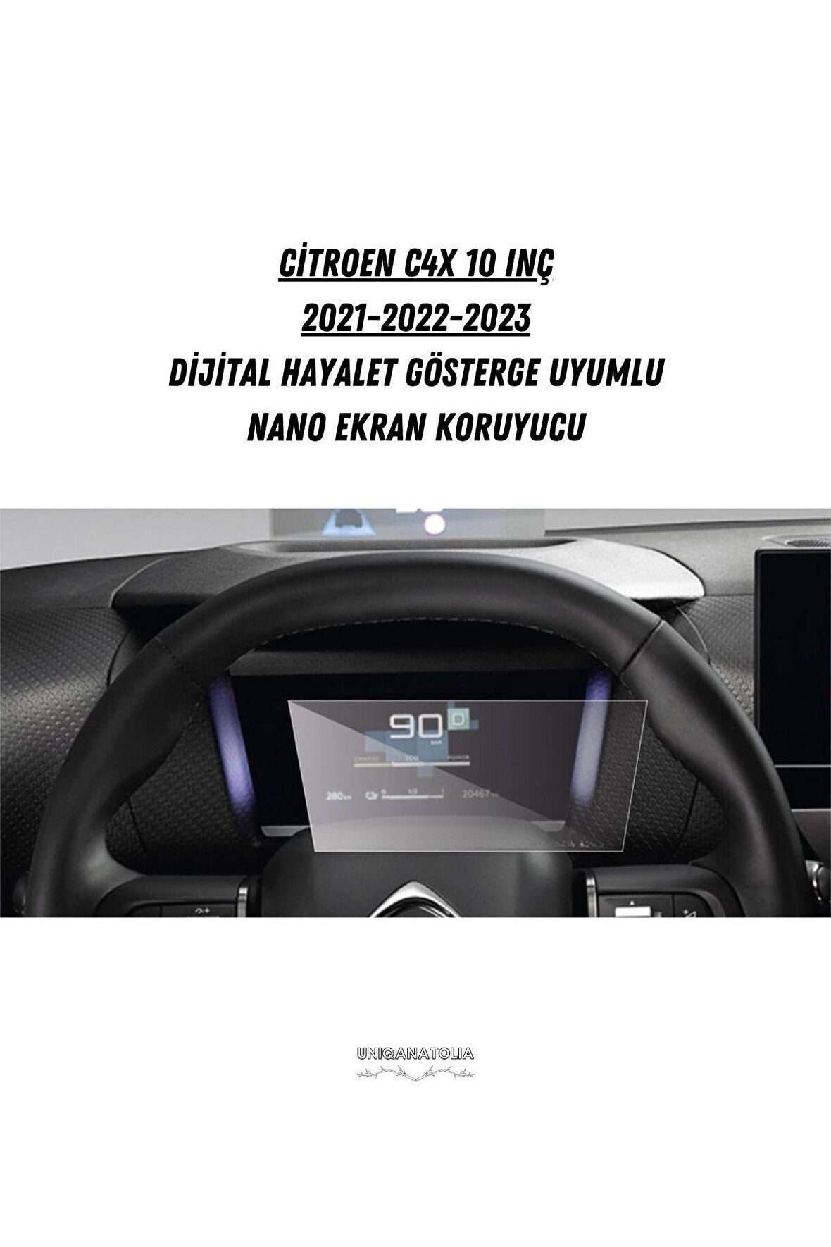 Citroen C4x 10 İnç 2021 2022 2023 Dijital Hayalet Gösterge Uyumlu Nano Ekran Koruyucu