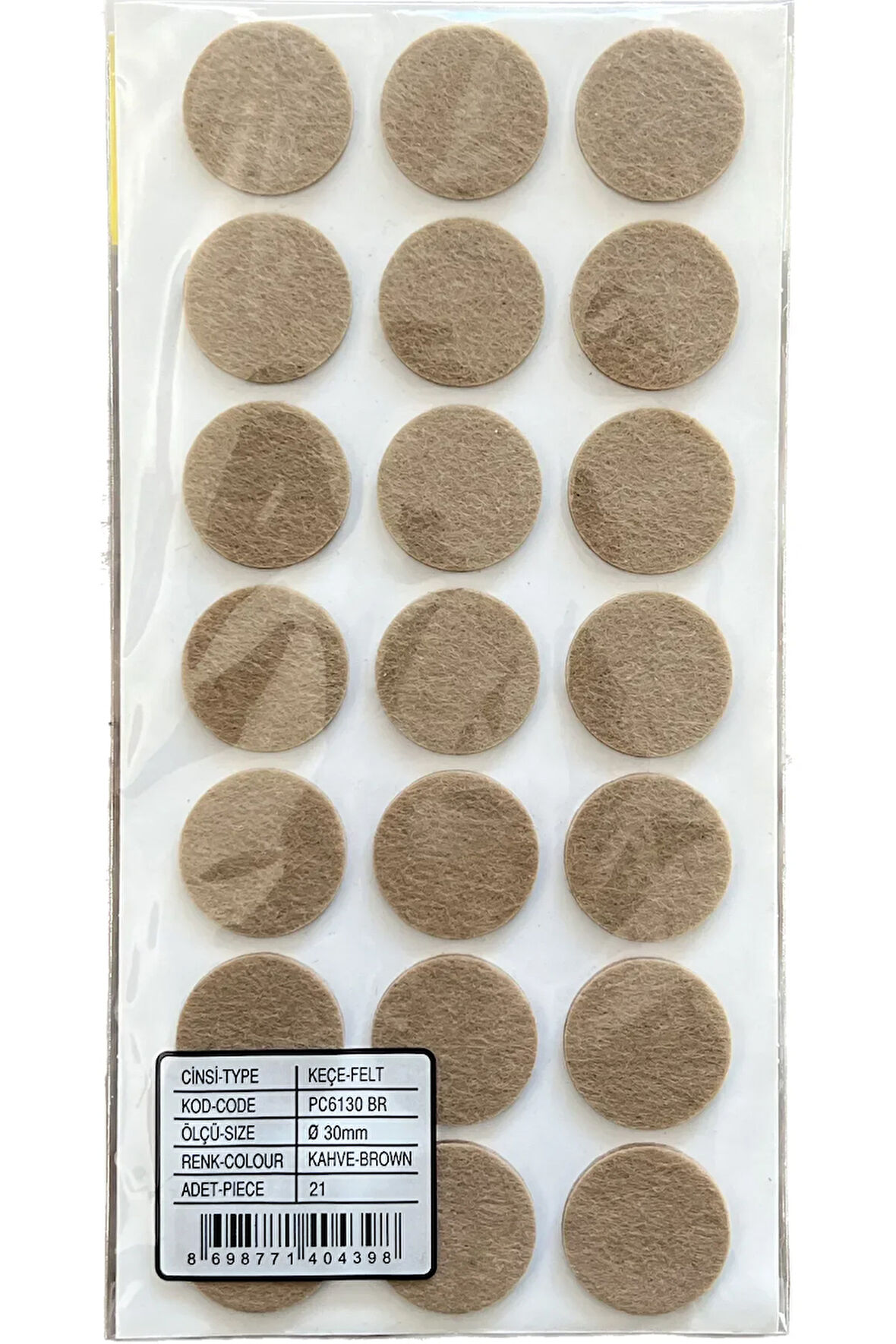 Mobilya Masa Sandalye Koltuk Ayağı Kaydırmaz Ses Önleyici Keçe Yapışkanlı 30mm 21 adet