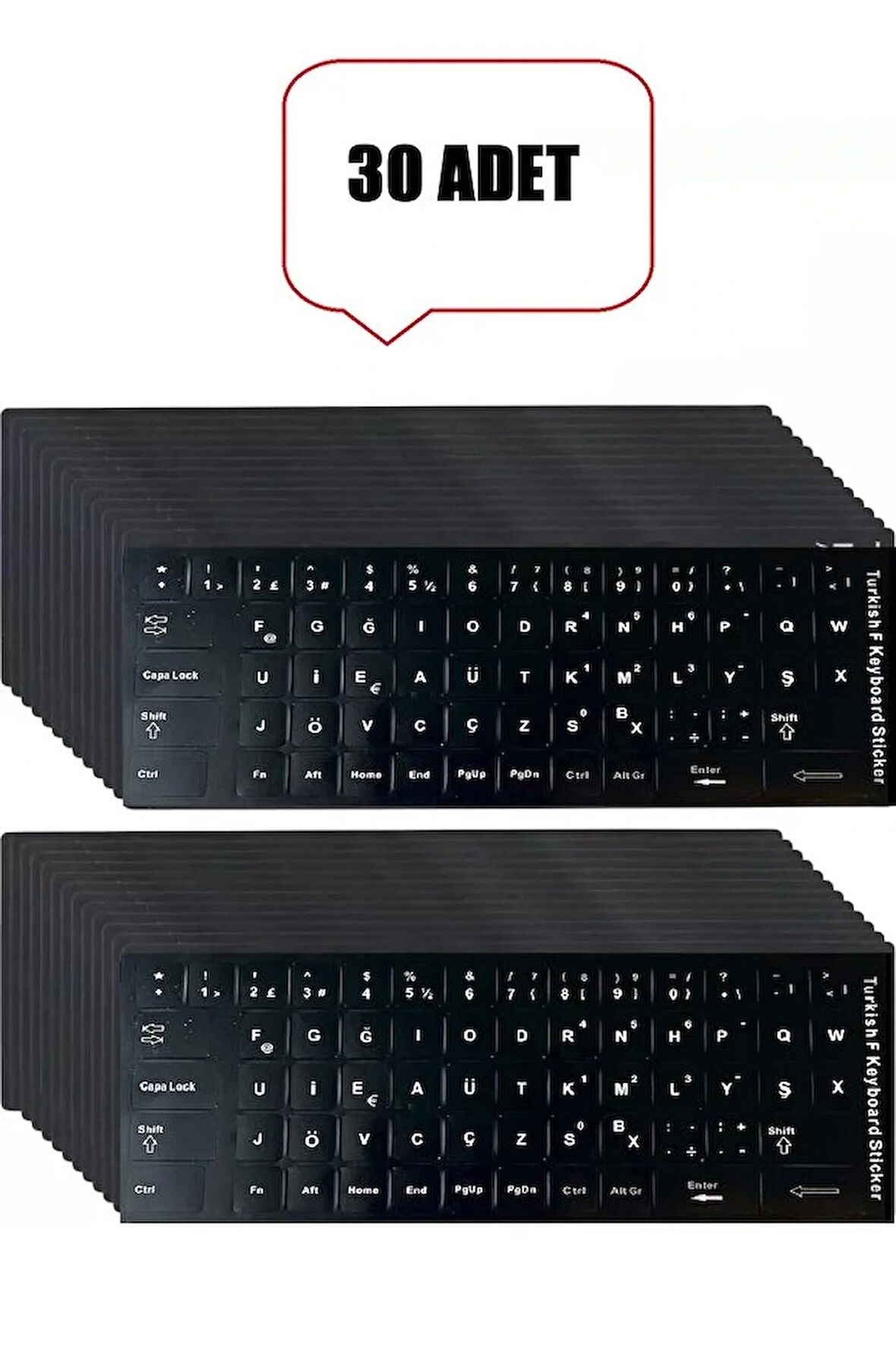 30 Adet Türkçe F Klavye Etiketi Laptop Pc Sticker Kaliteli PvcKeyboard Sticker PVC Harf Çıkartmaları