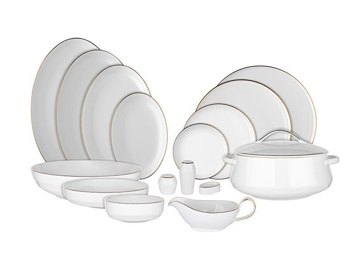 Koleksiyon Evaliza Hanedan Shiny Gold 101 Parça 12 Kişilik Yemek Takımı