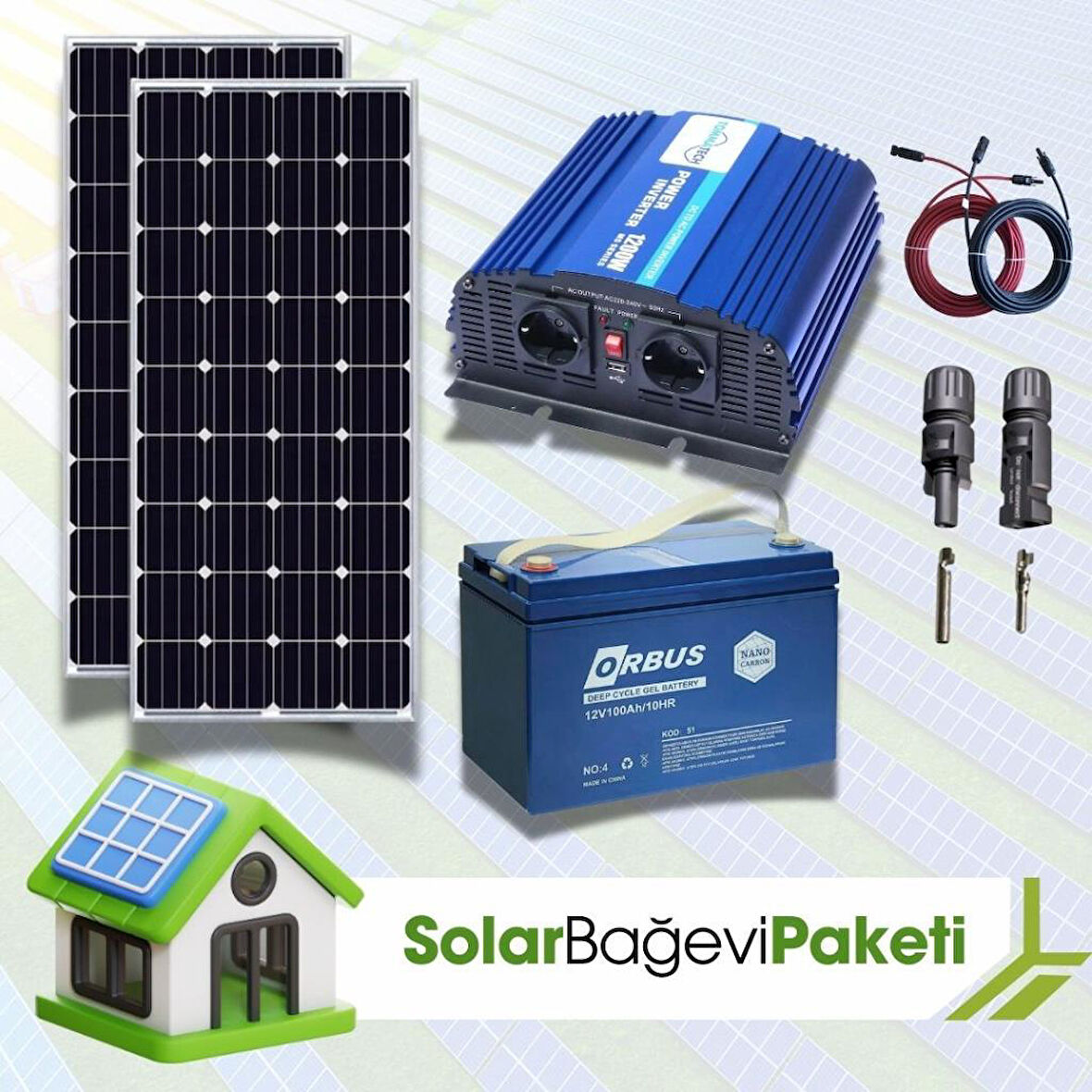 1200 Watt Tv Aydınlatma Bağ Evi Güneş Enerjisi 210w Solar Paket