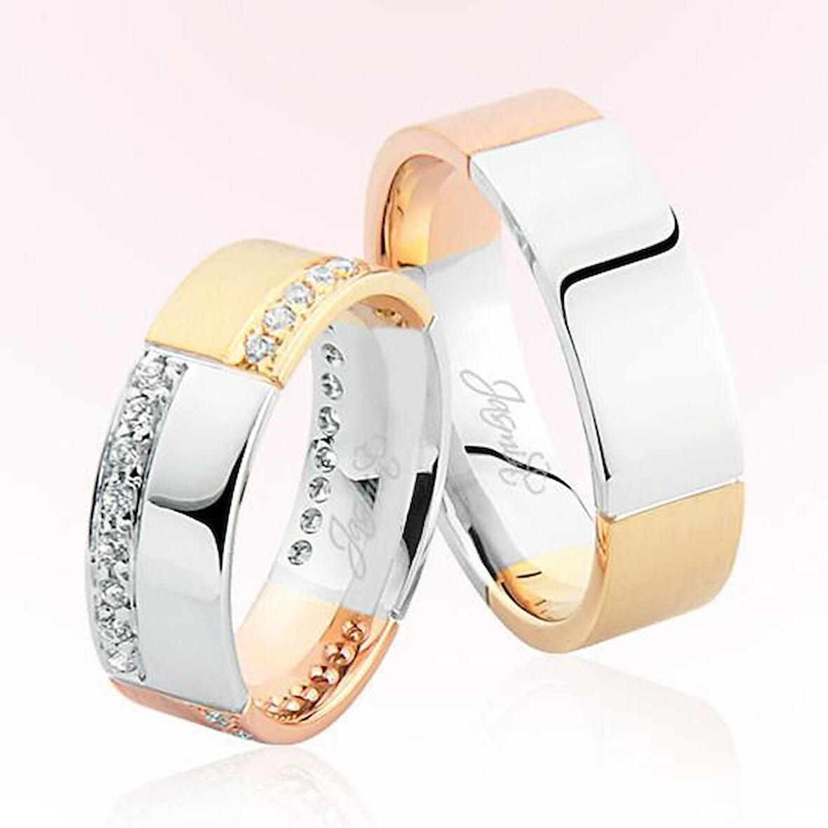 Beyaz Rose Altın Alyans 3103