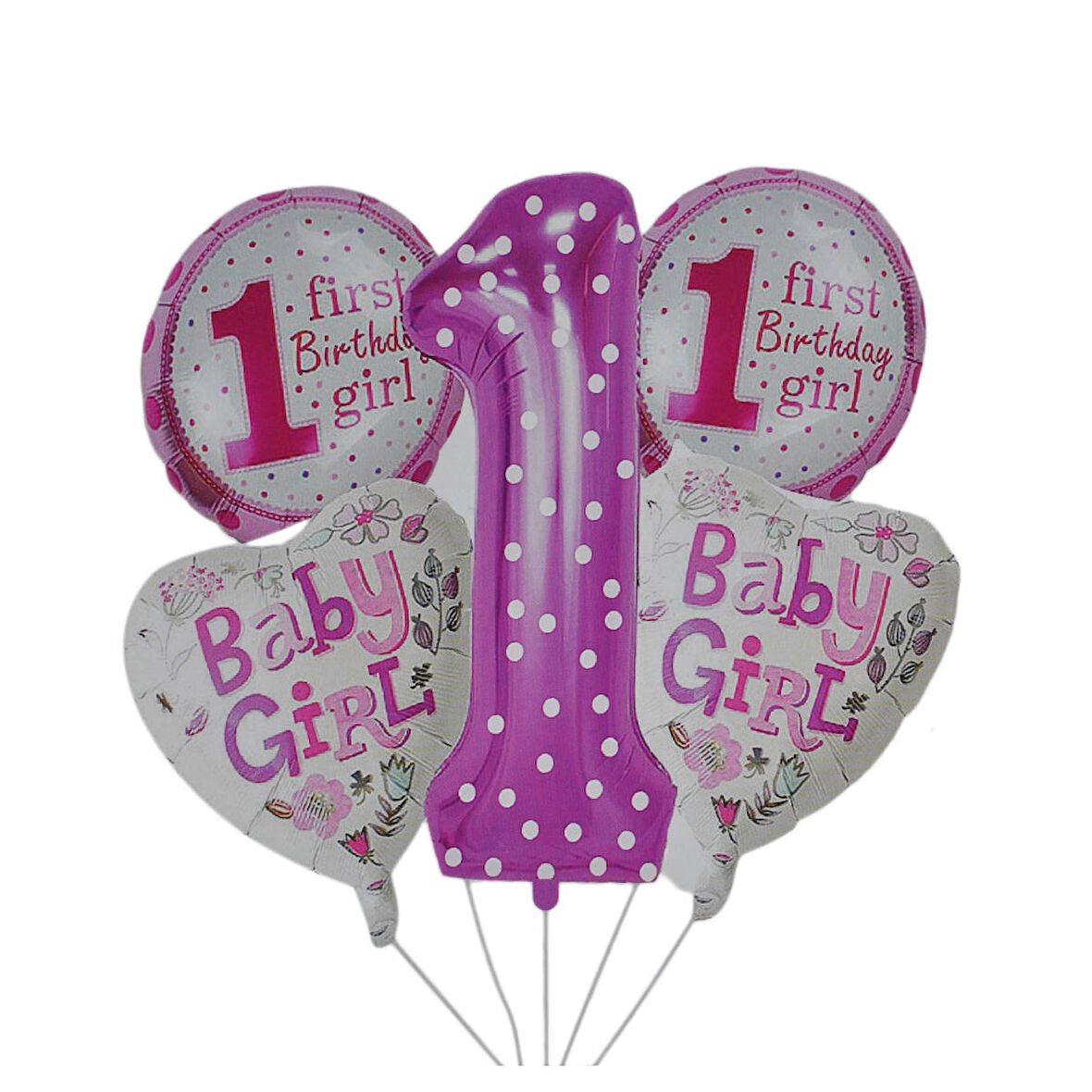 1 Yaş Baby Boy Folyo Balon Yıldızlı Set  Pembe