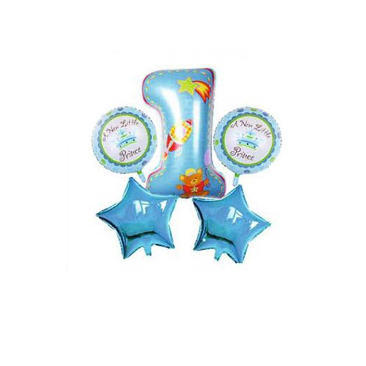 1 Yaş Prince Folyo Balon Yıldızlı Set  Mavi