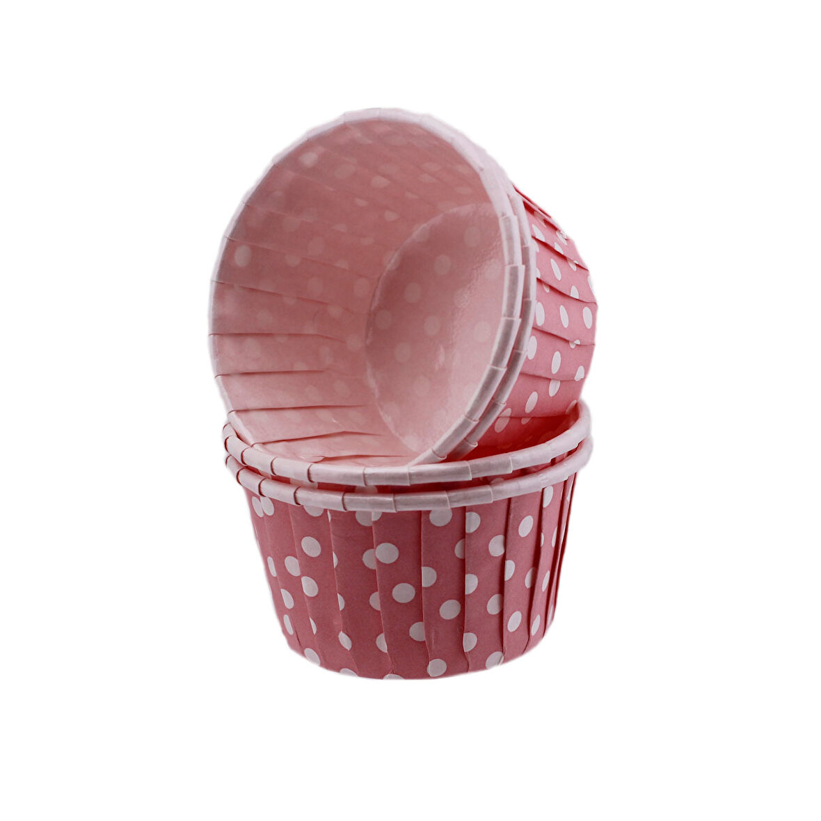 Cupcake Kalıbı Büyük Boy 62*40 Mm (50 Adet)  Puantiyeli Pembe