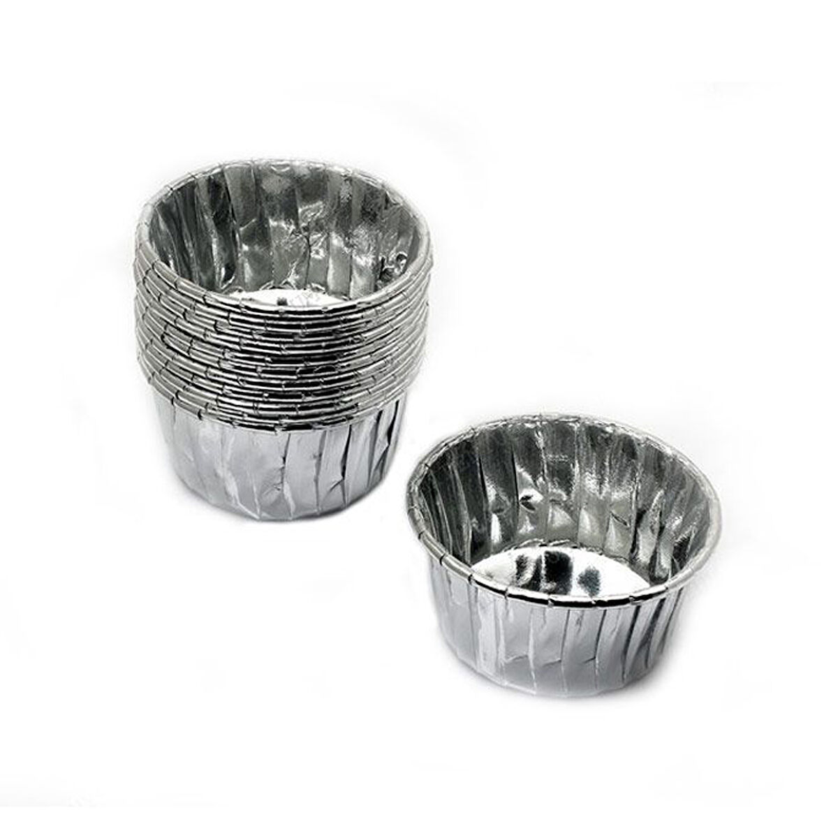Cupcake Kalıbı Minik Boy 38*30 Sufle-Muffin Kek Kalıbı (24 Adet)  Gümüş