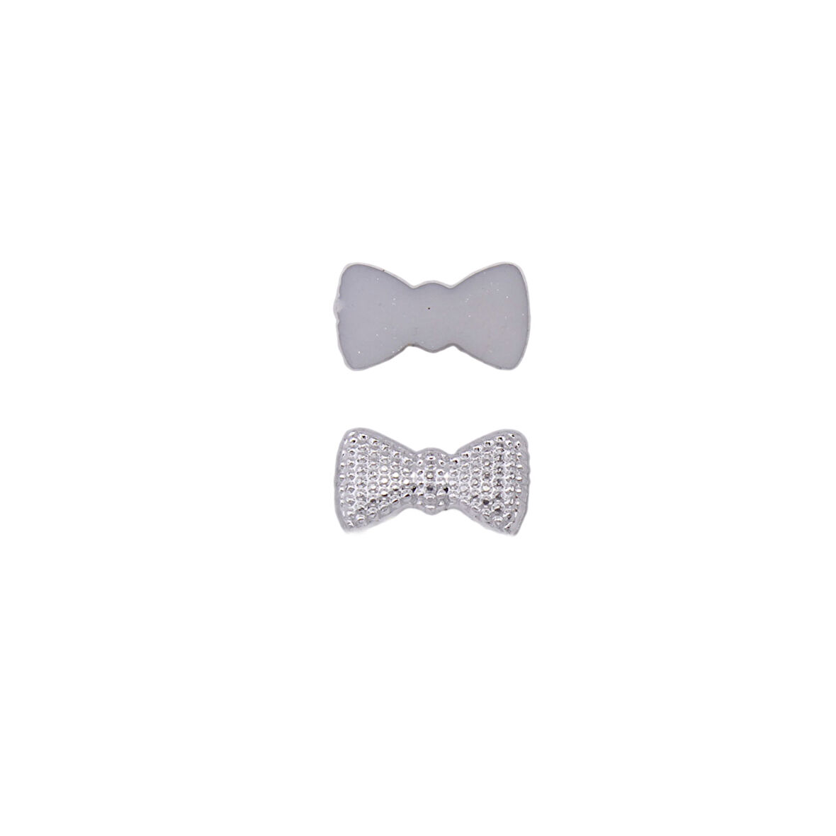Polyester Fiyonk Hazır Papyon 1 CM X 2 CM (100 Adet)  Gümüş