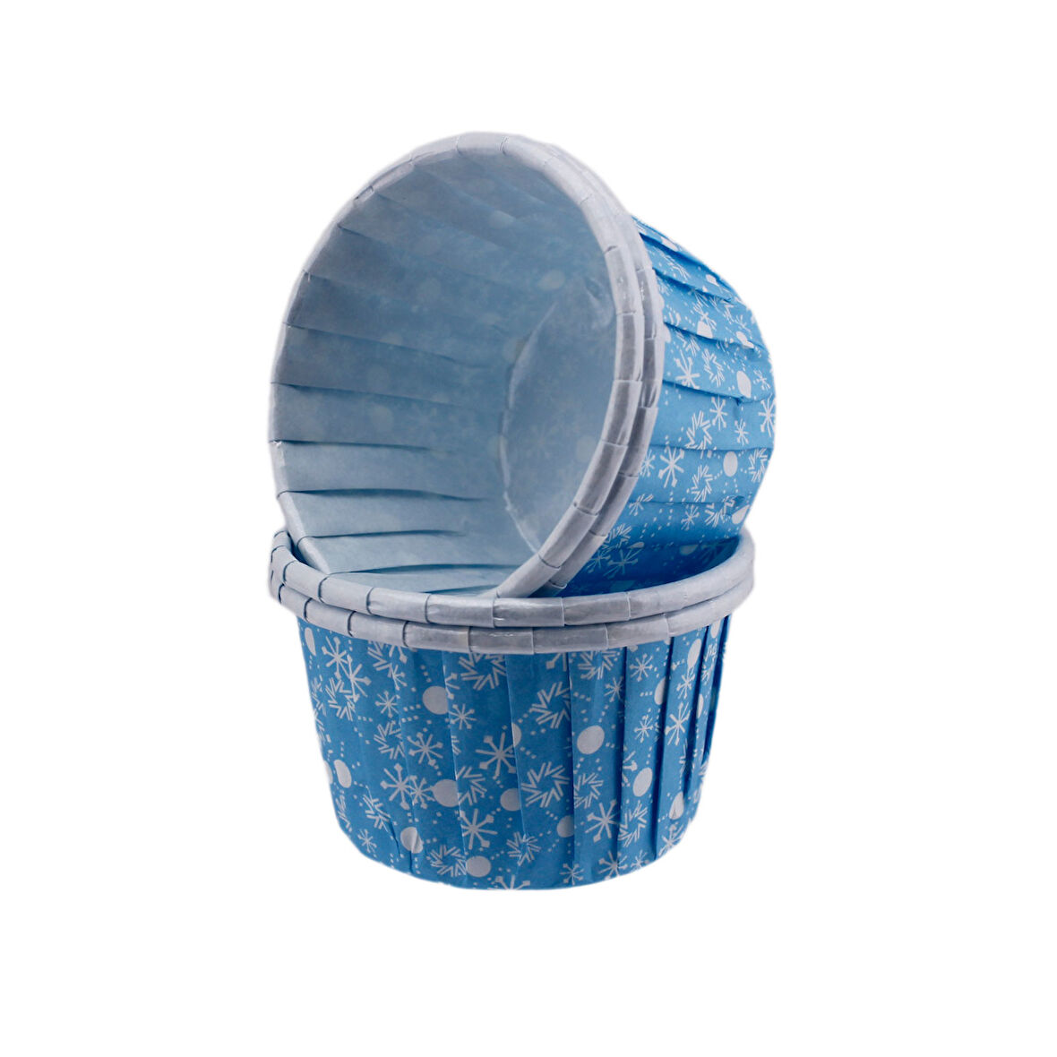 Cupcake Kalıbı Orta Boy 50*39 Mm KAR DESENLİ (50 Adet)  Kar Desenli Mavi