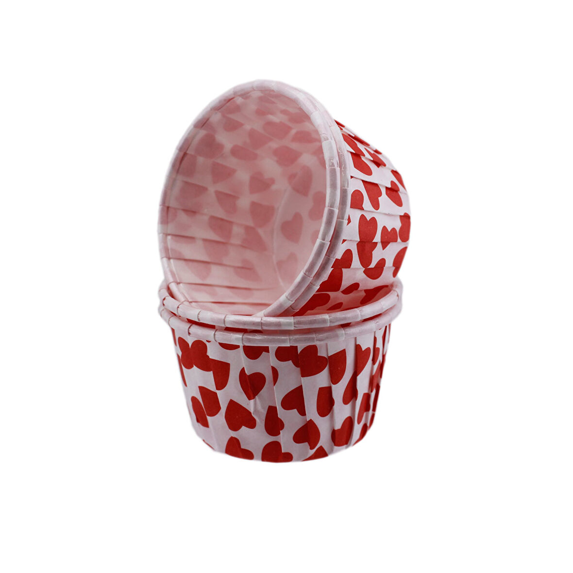 Cupcake Kalıbı Büyük Boy 62*40MM DESENLİ (50 Adet )  Kalp Desenli