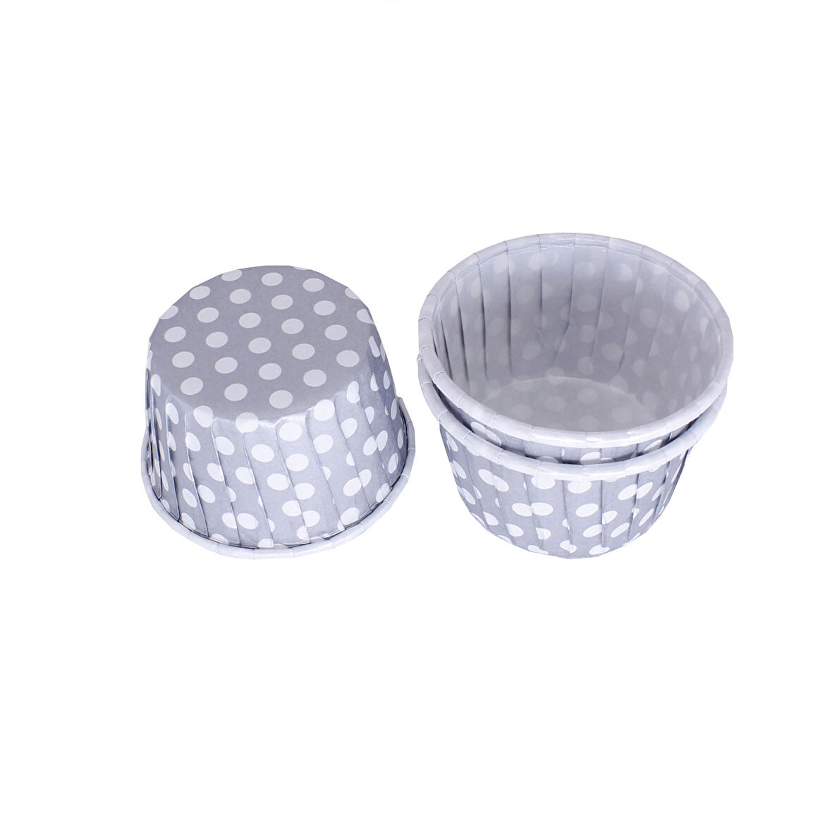 Cupcake Kalıbı Büyük Boy 62*40 Mm (50 Adet)  Puantiyeli Gümüş