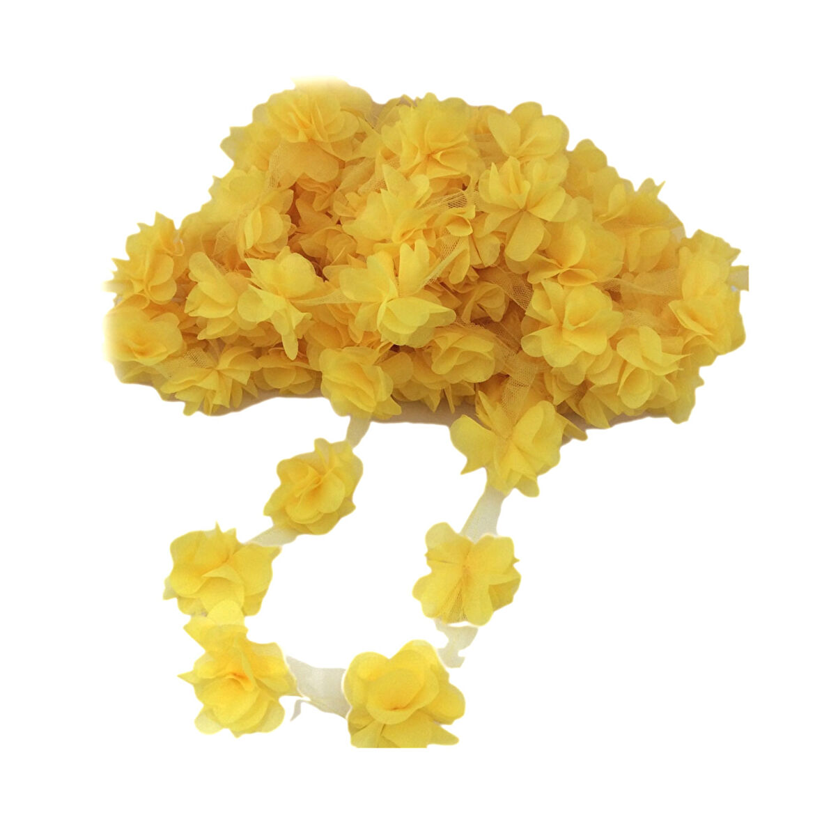 Lazer Kesim Tülden Çiçek (Şifon Çiçek) (10 Metre)  Sarı