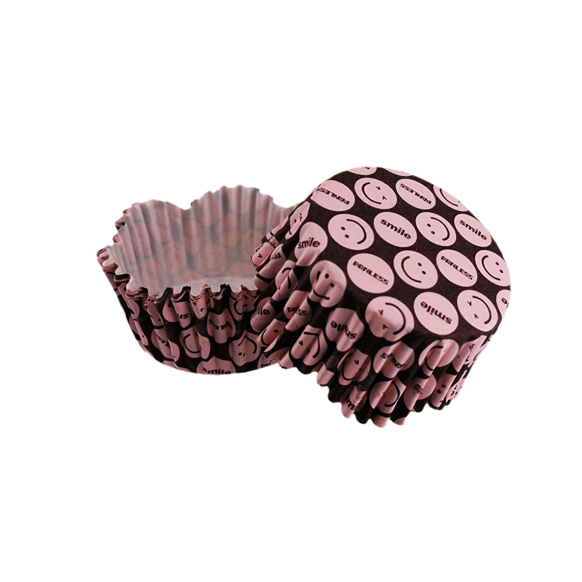 Cupcake Kalıbı Pet Kapsül Dalgalı Pembe Emoji Kek Kalıbı 65X38 MM (100 Adet)