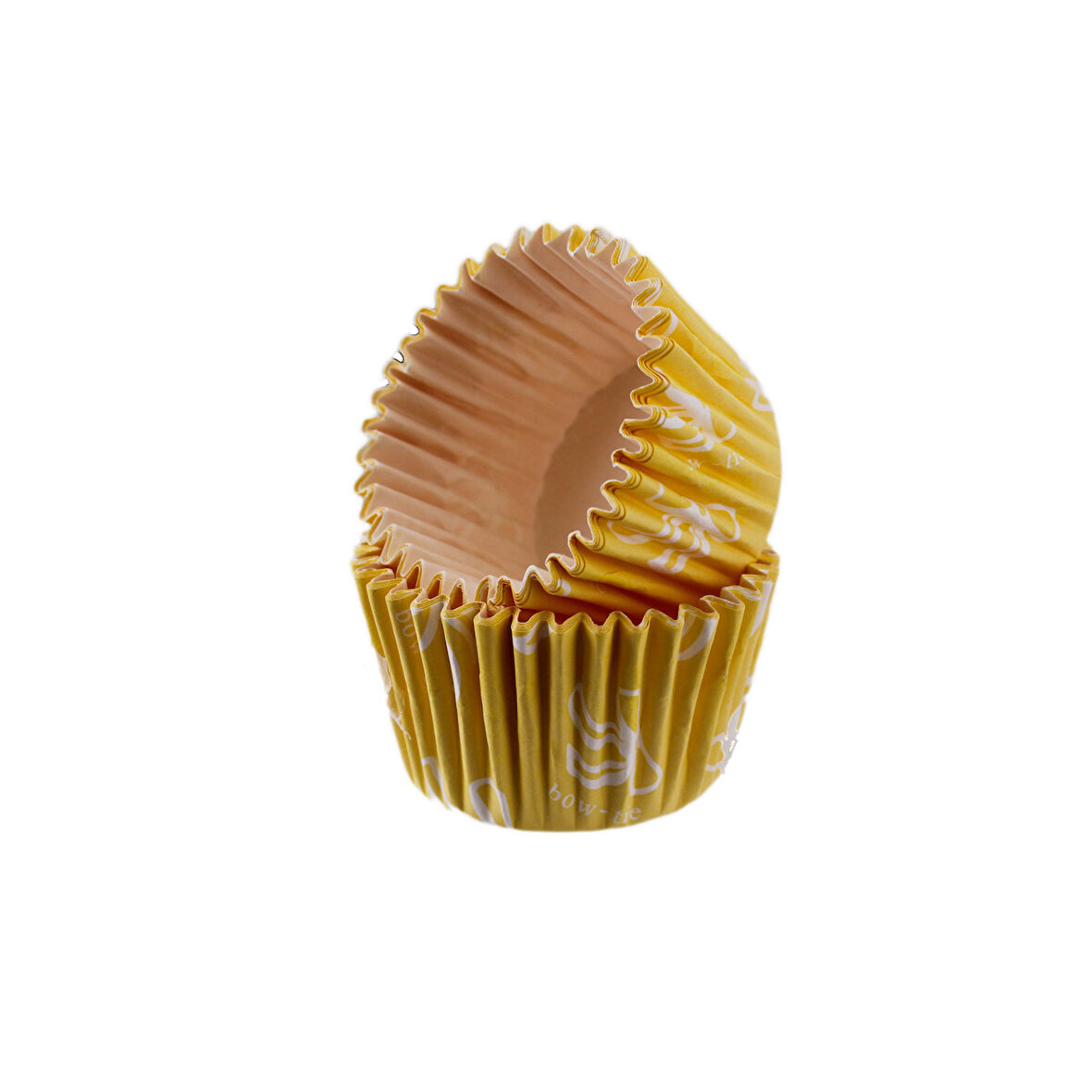 Cupcake Kalıbı Pet Kapsül  Kek Kalıbı48X34 MM (100 Adet)  Fiyonklu Sarı