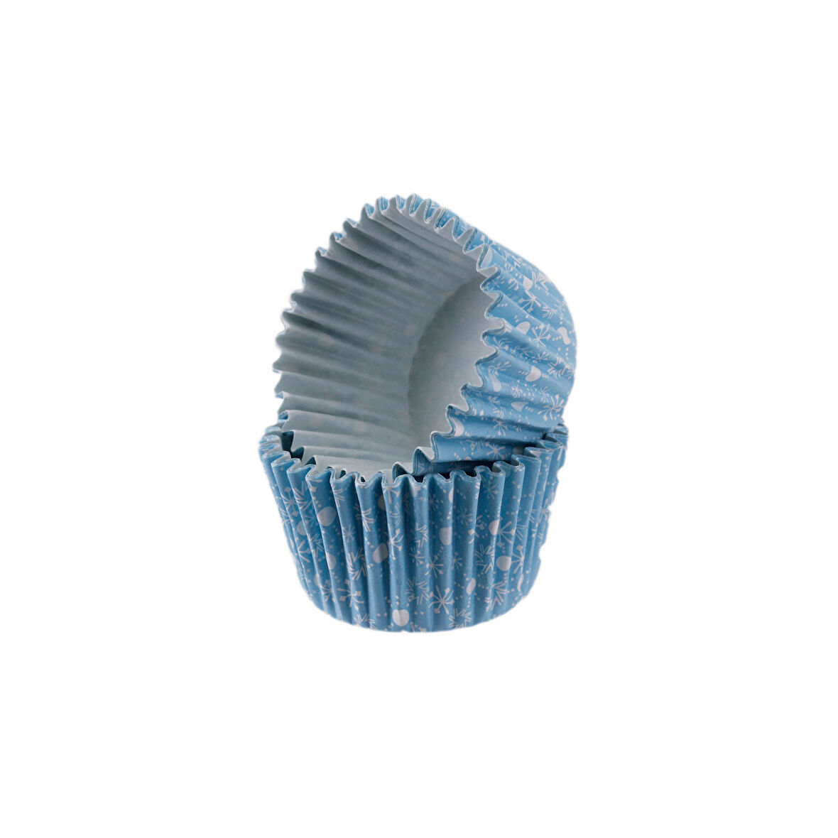 Cupcake Kalıbı Pet Kapsül  Kek Kalıbı48X34 MM (100 Adet)  Kar Desenli Mavi