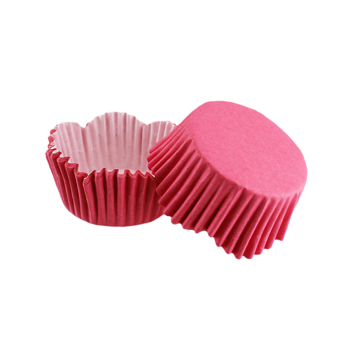 Cupcake Kalıbı Pet Kapsül Dalgalı Kek Kalıbı 65X38 MM (100 Adet)  Fuşya