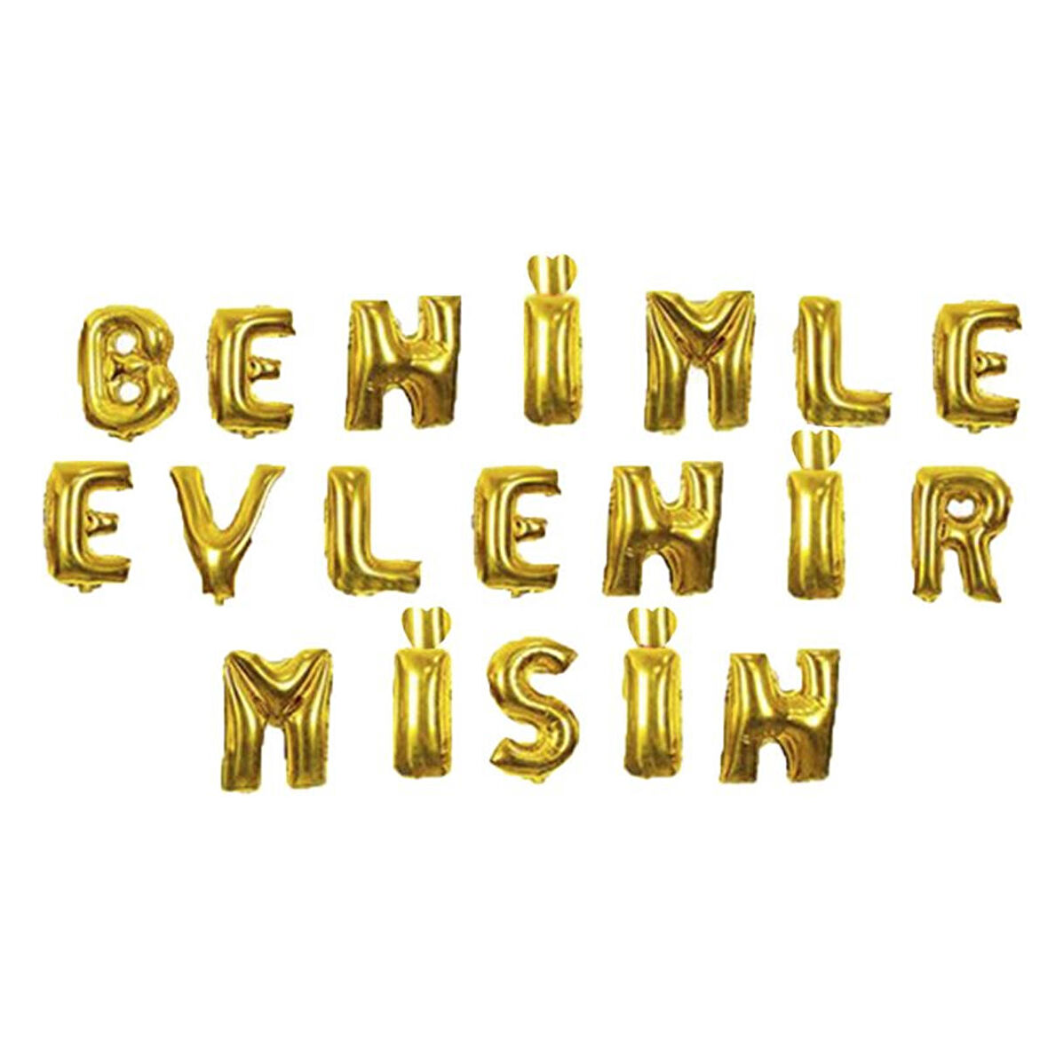 Folyo Balon Benimle Evlenirmisin  Yazısı  40 CM  Altın