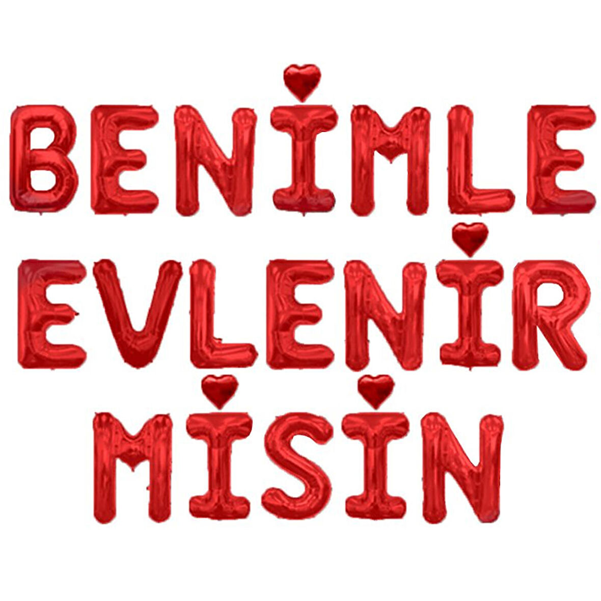 Folyo Balon Benimle Evlenirmisin  Yazısı  40 CM  Kırmızı